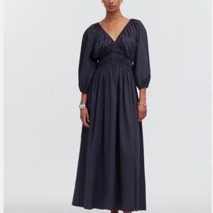 Madewell: V-Neck Balloon-Sleeve Maxi Dress Black